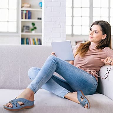 Ecetana Sandals for Women Wedge Shoes: Slip On Dressy Summer Comfortable Slides Sandals Lightweight Memory Foam Platform Shoes - Image 2