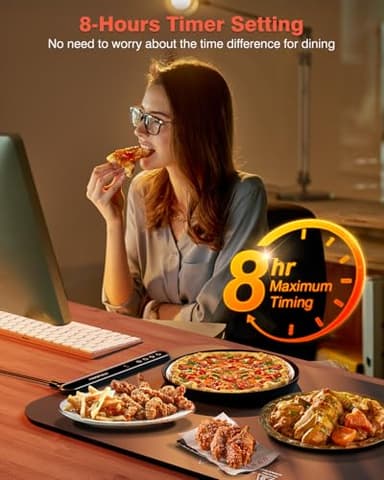 Food Warming Mat, iTRUSOU 27.5x16'' Electric Warming Tray with 7 Temp-Settings, Switchable Fahrenheit/Celsius, 99h Timer, Foldable Food Warmer Keep Food Warm at Buffet, Party, Sabbath, Daily Use - Image 3