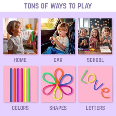 BUNMO Sensory Toys Stretchy Strings for Toddlers 3+ - Stimulating & Addictive Fidget Toys for Kids - Hours of Fun for Kids - Non-Mouthable Toy 3+ - Smooth 6 Pack - Image 4
