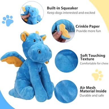 Letsmeet Dog Toys for Aggressive Chewers, Interactive Plush Dog Toy with Squeaker and Crinkle Paper, Suitable for Reducing Boredom and Anxiety, Cute Pet Toy for Small, Medium and Large Dogs - Image 2