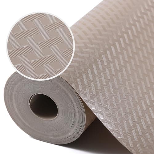 Beige Shelf Liners for Kitchen Cabinets Refrigerator Liners Waterproof & Oil-Proof Kitchen Cupboard Liner Drawer Mats EVA Material Non Adhesive Fridge Liner for Shelves 11.8 x 393.7 Inches - Image 1