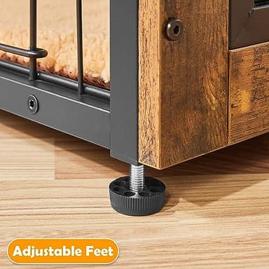 Yaheetech 40'' Dog Crate Furniture with Cushion Wooden Dog Crate with Double Doors/Adjustable Feet Side End Table for Small/Medium Dogs - Image 7