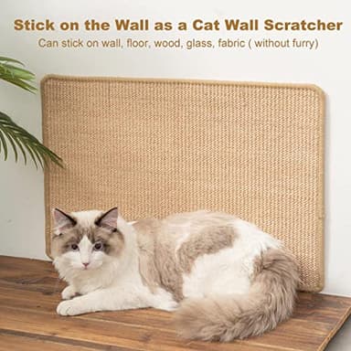 ChicWow Cat Scratch Pad, 23.6 X 15.7In Cat Scratching Pad with Adhesive Hook Tape, Sisal Scratching Pads for Indoor Cats, Stick on Floor Couch as Cat Scratch Furniture Protector, Cat Wall Scratcher - Image 5