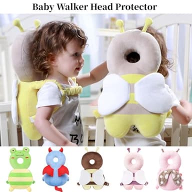 FIXAPIWK Baby Head Protection Backpack for Crawling and Walking Adjustable with Baby Knee Pads (Pink Ladybugs) - Image 5