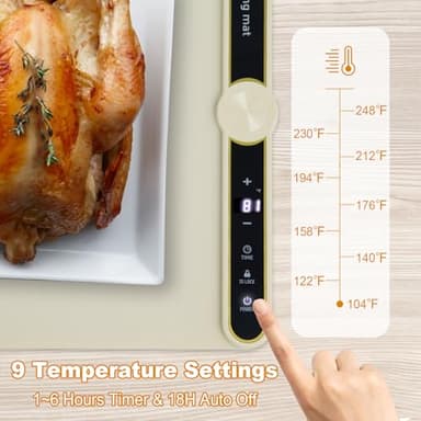 31.8 inches Silicone Warming Mat for Food, Fast Full Surface Heating Electric Warming Tray, 9 Level Temperature Adjustable Warming Kitchen Mat, Roll Up Food Warmer Mat for Countertop, Party, Travel - Image 2