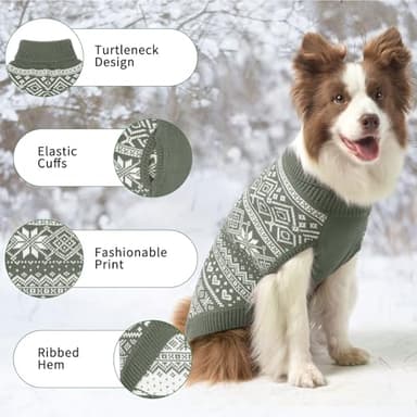 HOMIMP Dog Sweater Argyle - Warm Sweater Winter Clothes Puppy Soft Coat, Ugly Dog Sweater for Small Medium and Large Dogs, Pet Clothing Boy Girl, Grey S - Image 3