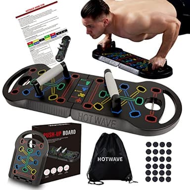 HOTWAVE Push Up Board Fitness,Foldable 20 in 1 Push Up Bar at Home Gym,Pushups Handles for Floor,Portable Workout Equipment - Image 1