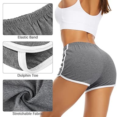 URATOT 7 Pack Womens Cotton Shorts, Dolphin Booty Athletic Gym Sports Shorts for Yoga Lounge Running - Image 3