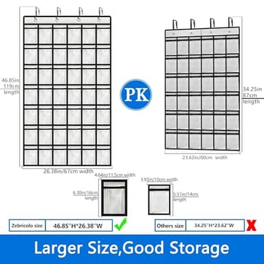zebricolo,classroom cell phone holder, 42 Expandable pockets,teacher must haves,Classroom Organization and Storage,Durable and versatile, 42 number stickers,classroom decor,pocket chart, White/Black - Image 2