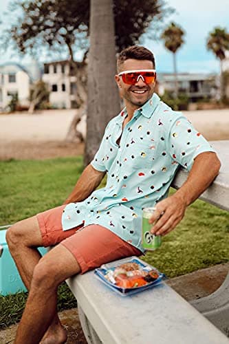 Tipsy Elves Blue Sushi Hawaiian Shirts for Men - Casual Beach & Summer Party Shirts for Men - Stretch Fabric with Modern Fit - Fun Design for Parties & Vacation - Medium - Image 5