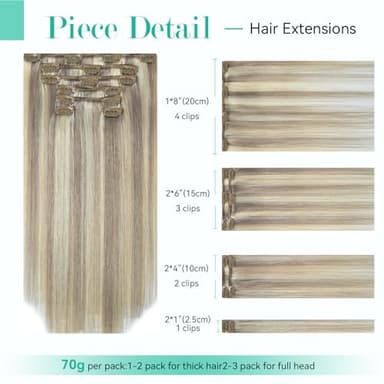 Ukira Ash Blonde Hair Extensions Real Human Hair, 22 Inch 75g 7pcs 18/613 Mixed Bleach Blonde Clip in Hair Extensions Human Hair, Soft Natural Straight Remy Human Hair Clip in Extensions for Women - Image 2