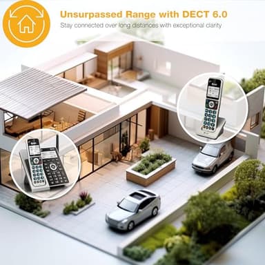 AT&T Cordless Phone 5 Handset with Bluetooth, Landline Phones for Home, Answering System, Smart Call Blocker, DECT 6.0 Extended Range, 2" Backlit Screen, Lighted Keypad with Big Buttons, BL3107-5 - Image 9