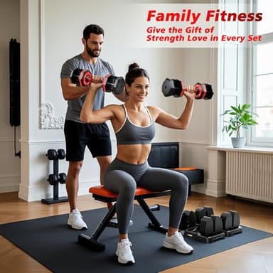 Rendpas Adjustable Dumbbells Set of 2, Select Weight Dumbbell Set, 5 in 1 Free Dumbbell Set with Anti-Slip Texture Handle, Weight Set For Home Gym Suit both Men and Women (25lb 2pcs) - Image 6