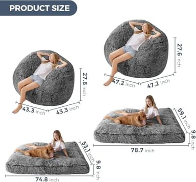 MAXYOYO Giant Bean Bag Chair Bed for Adults, Convertible Beanbag Folds from Lazy Chair to Floor Mattress Bed, Large Floor Sofa Couch, High-Density Foam Filling, Machine Washable - Image 3