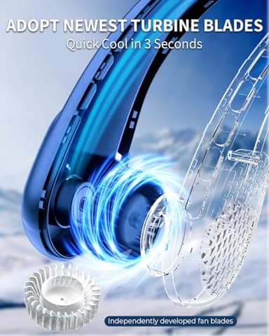 Neck Fan, Personal Fan with LED Indicator, USB-C Charging, Long-Lasting 5200mAh Battery, Hands Free Bladeless Fan with 3 Adjustable Speeds & Ultra-Quiet, Ideal for Home, Travel & Outdoor - Image 5