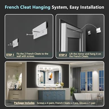 AWANDEE 55x36 LED Bathroom Mirror with Lights, Backlit + Front Lit, Anti-Fog Lighted Vanity Mirror for Bathroom Wall with 3 Colors, Stepless Dimmable, Memory, Shatter-Proof, Tempered Glass, ETL Listed - Image 9