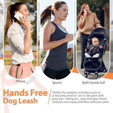Hands Free Dog Leash 8FT Multifunctional Crossbody Dogs Training Lead Waterproof 9 in 1 Adjustable Waist Pet Leashes for Small, Medium Dogs Walking, Jogging, Running (Dark Blue, 3/4'' X 8FT) - Image 7