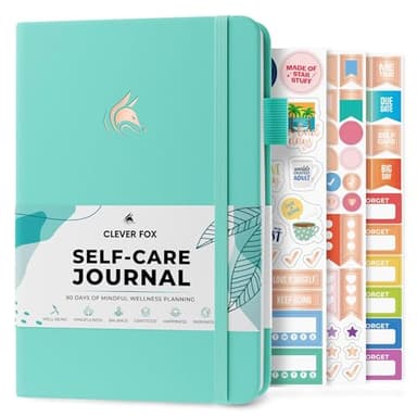 Clever Fox Self-Care Journal – Daily Reflection Notebook – Mental Health & Personal Development Planner, Meditation & Mood Log, A5 (Turquoise) - Image 1