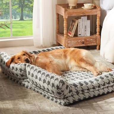 FURTIME Orthopedic Dog Beds Large Sized Dog, XL Washable Memory Foam Pet Couch Bed with Removable Washable Cover, Non-Slip Bottom with Bolster Sides, Grey - Image 9
