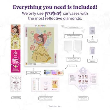 DIAMOND ART CLUB Belle - Life is Beautiful Diamond Painting Kit, Fun DIY Crafts for Adults, Round Diamond Art Canvas for Beginners, 13" x 17" (33cm x 44cm) - Image 3