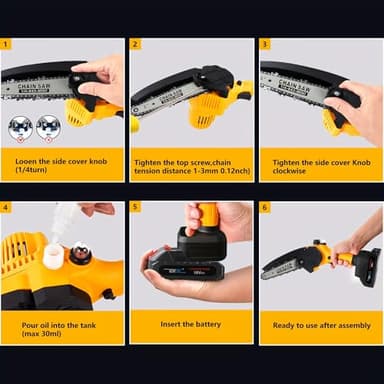 Mini Chainsaw Cordless,6-Inch Battery Portable Handheld Small Electric Chainsaw Oil for Wood Cutting, Courtyard, Garden, Tree Trimming, and Household(2 batterier,2 Chains) - Image 6