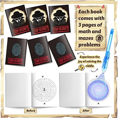 GIFTINBOX Invisible Ink Pens with UV light for Kids, Spy Pen Party Favors for Kids 8-12, 24Pack Invisible Ink Pen and Notebook, Magic Marker for Secret Message Birthday Party Favors for Kid 4-8 - Image 4