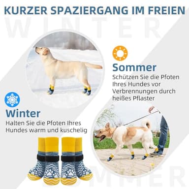 PUPTECK Anti Slip Dog Socks, Shoes with Grippers to Prevent Licking Hardwood Floors Traction, Rubber Boots & Paw Protectors for Small Medium Large Dogs Cold/Hot Pavement, Senior Dogs Booties Blue - Image 5