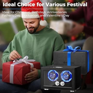 ANWBROAD Watch Winder for Automatic Watches, Double Watch Winder with LED and 4 Rotating Modes, Automatic Watch Winder Super Quiet Motor, Watch Winder Box with Adapter for Man UJWW004B - Image 8