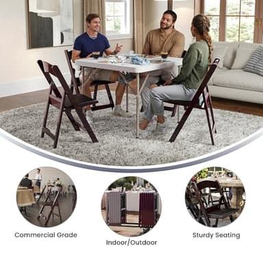 Flash Furniture Hercules Series Folding Chair - Red Mahogany Resin – 2 Pack 800LB Weight Capacity Comfortable Event Chair - Light Weight Folding Chair - Image 6