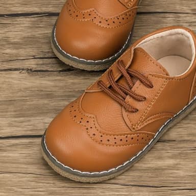 Meckior Toddler Boys Girls Black Dress Shoes Little Kid Oxford Shoes Wedding Church Dress Shoes PU Leather Lace Up School Uniform Loafer Flats - Image 6