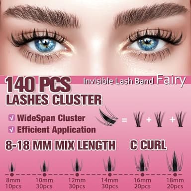 Fairy Lash Clusters 8-18mm Manga Eyelash Clusters C Curl - WideSpan DIY Eyelash Extensions Wet-Look Spiky Anime Lashes Individual Fake Eyelashes Clusters with 0.05mm Ultra-Thin Invisible Lash Band - Image 2