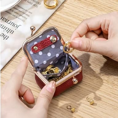 2025 New Leather Mini Jewelry Box, Vintage Jewelry Boxes for Women, Havethedare Mini Jewelry Travel Case Organizer, Jewelry Pouch for Earrings Rings, Portable Tiny Jewelry Storage Box (Blue) - Image 3
