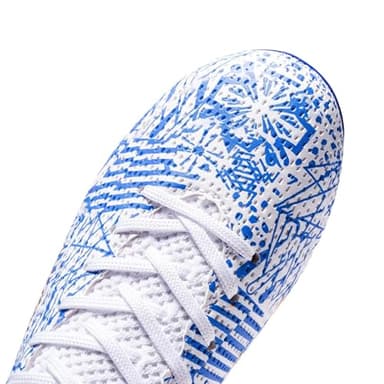 curunect Boys Girls Soccer Cleats Lightweight High-top Training Football Shoes for Youth Non-Slip Kids Soccer Futsal Shoes, Tacos de Futbol para niños, Blue/White/Gold, Little Kid 13 - Image 5