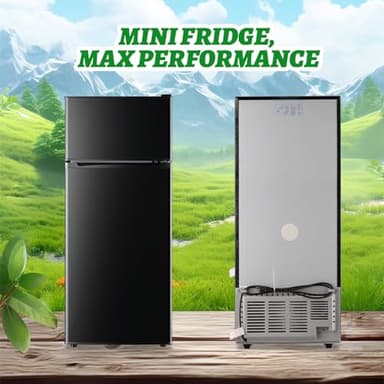 DEMULELR 4.5Cu.ft Small Mini Refrigerator with Freezer Black Two Door Mini Fridge with Crisper Drawer & Extra Drink Space, LED Light, Apartment Size Fridge for Dorm Office 17.5" W x 18.5" D x 43" H - Image 9