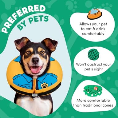 BENCMATE Inflatable Dog Cone Collar Alternative, Soft Dog Cone for Small Medium Large Dogs and Cats, Neck Recovery ECollar Donut Collar After Surgery (Large, Police Officer) - Image 3