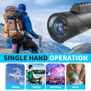 EOQIFJM 10x42 High-Powered Monocular for Adults - Military Grade Compact Monocular Telescope with Tripod, Lightweight & Waterproof Design&BAK4 Prism for Bird Watching, Hiking andWide Field of View - Image 4