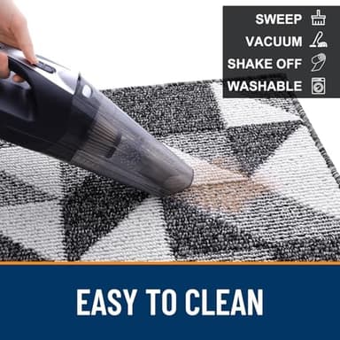 OLANLY Door Mat Indoor Entrance 47x20, Washable Runners for Hallway, Absorbent, Low-Profile Doormat, Geometric Design, Resists Dirt and Moisture, Sturdy Floor Mat for Kitchen, Bedroom, Office, Black - Image 6