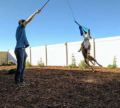 AMYESE Interactive Dog Toys - Extendable Flirt Pole with 2pcs Fleece Lure Tugs for Dog Outdoor Entertainment, Train and Exercise, New Blue - Image 6