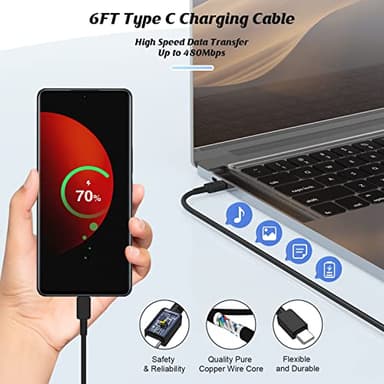 2Pack 45W Super Fast Charger Type C 6ft, USB C Wall Charging Block Plug and Long Android Phone Charger Cable Cord for Samsung Galaxy S25/S24 Ultra/S23+/S22 Plus/S21/S20/Note 20/iPhone 17 16 15 Pro Max - Image 5