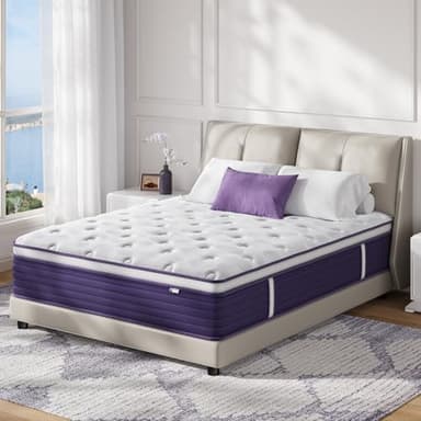 King Mattress, 12 Inch Hybrid Mattress in a Box with Handles, Lavender Gel Memory Foam Bed Pad, Pocket Springs for Motion Isolation & Edge Support, 365 Night Trial, Fiberglass-Free, CertiPUR-US - Image 1