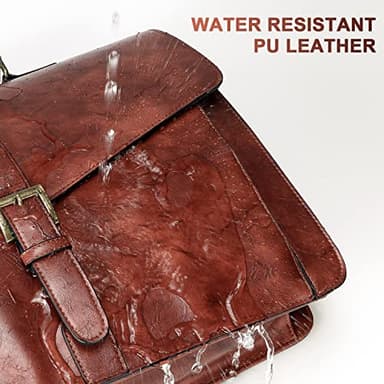 ESTARER Men's Leather Briefcase 15.6 Inch Laptop Messenger Bag for Office/Business/Travel, Professional Leather Computer Shoulder Bag, Vintage Brown - Image 5