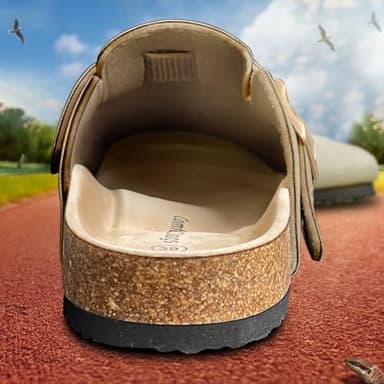 BULLIANT Comfort Clogs Slippers Sandals Nurse Work Shoes Unisex for Men Women with Cushioned Cork-Footbed(Camel-13 Women/11 Men) - Image 3