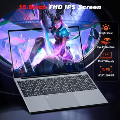 2025 Gaming Laptop,15.6 Inch Laptop,Laptops 16GB 512GB SSD,Laptop Computer N5095,Traditional Laptop Computers 180 Angle Opening,Lap top Fingerprint Unlock Backlit Keyboard,1920X1080 FHD IPS MINI-HDMI - Image 3
