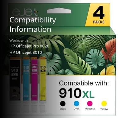 ejet 910XL Ink Cartridges for HP 910 Ink Replacement for HP 910XL Ink Cartridges Combo Pack HP910XL/910 Multipack XL Color Use with Officejet Pro 8020 8010 8015 Printers, Black and Color,4 Pack - Image 3