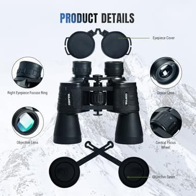 30x50 High Powered Binoculars for Adults, Waterproof Compact Binoculars with Low Light Vision for Bird Watching Hunting Football Games Travel Stargazing Cruise with Carrying Bag - Image 6