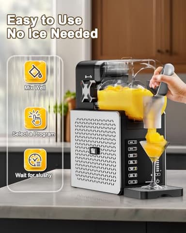 Fiii Slushie Machine 92 oz, Slushy Machine for Home, 6 Preset Programs, Quiet Operation, LED Display, Auto-Clean, No Ice Needed, Perfect for Milkshakes, Margarita Smoothie, Frappes and More - Image 4