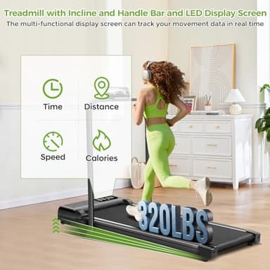 Walking Pad with Incline and Handle Bar, 3.0HP Portable Electric Walking Pads Treadmill with Handles for Home Small Spaces, 0.6-6.2 MPH Compact Small Under The Desk Treadmills Home, 320LBS Capacity - Image 4