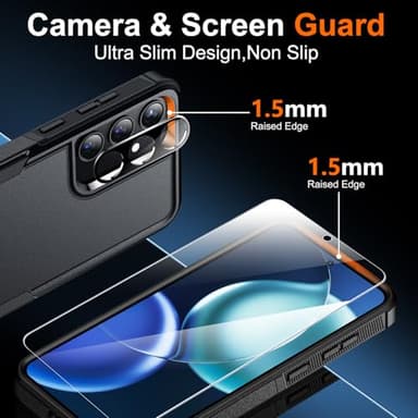 SPIDERCASE Designed for Samsung Galaxy S24 FE Case, [10 FT Military Grade Drop Protection], 2 Pack [Tempered Glass Screen Protector+Camera Lens Protector] Heavy Duty Shockproof Case, Black - Image 3