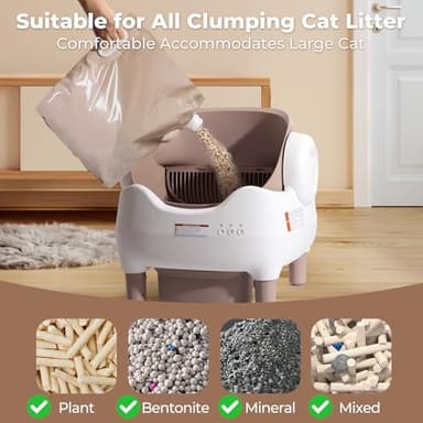 KITPLUS Self Cleaning Litter Box, Automatic Cat Litter Box with APP Control, Odor-Free Waste Disposal Includes Trash Bags, Large Waste Bin, Open-Top, for Multiple Cats - Image 6