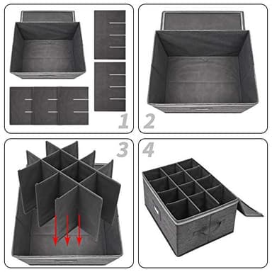 Stemware Storage Containers (2 pack), Wine Glass Storage Box with Dividers for Glassware or Crystal, Holds 12 Red or White Wine Glasses, Hard Top and Stackable (Grey) - Image 6